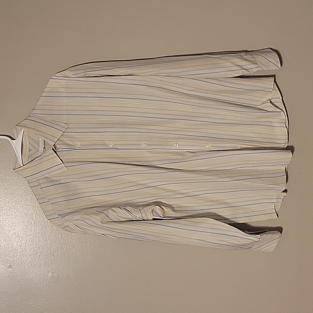 Perry Ellis Button Down Longsleeve Shirt Yellow Mens‎ Size 15 1/2 32/33